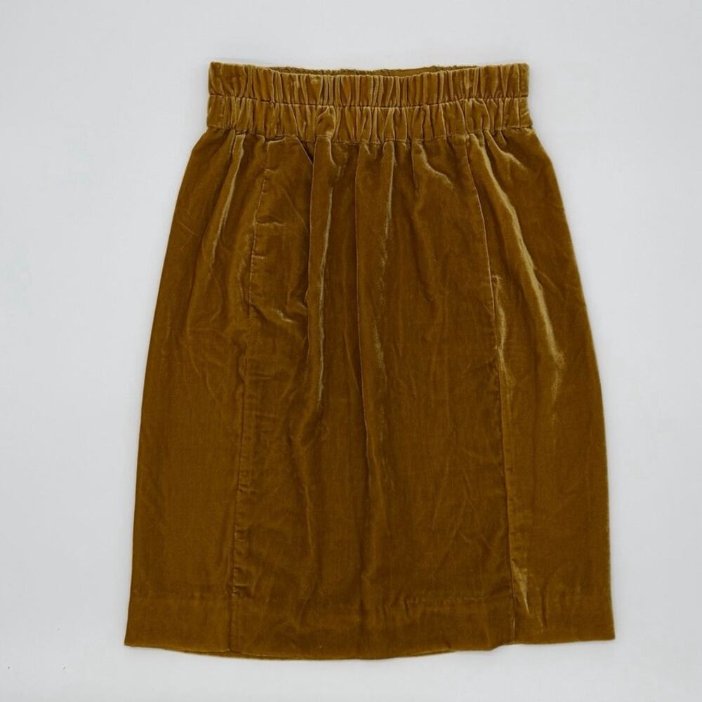 J.Crew Golden Velvet Pull-On Midi Skirt Elastic Waist Pockets I S